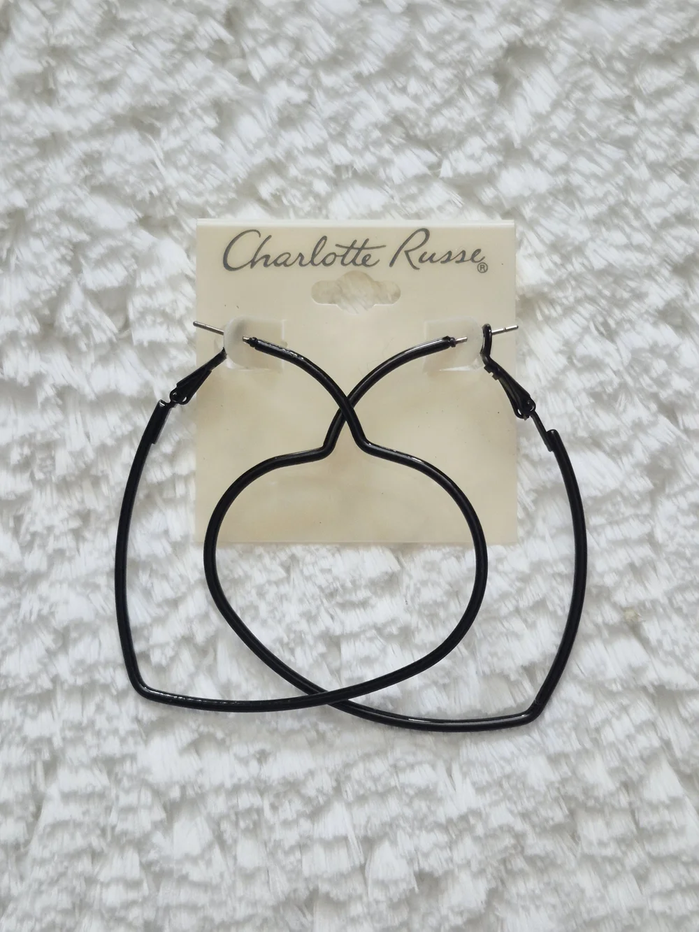 Charlotte Russe Black Heart Hoop Earrings